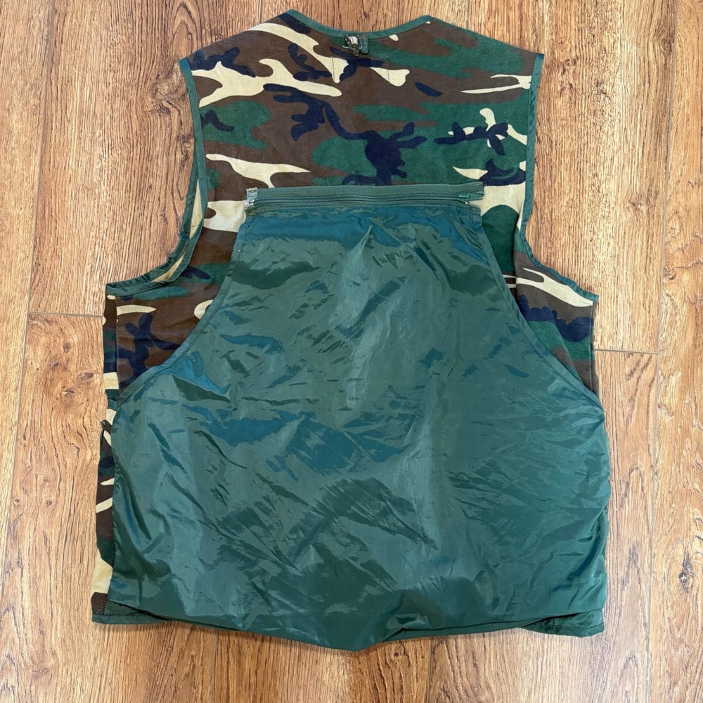 Vintage Game Winner Sportswear Camo Hunting Vest Mens M Shell Loops Woodland - Picture 9 of 10